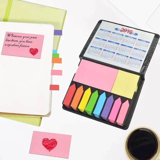 Alt view image 6 of 7 - Page Markers Tabs Page Flags Sticky Index Tabs Arrow Flag Tabs, Fluorescent Color Note Page Markers Labels Sticky Notes Writable File Flags with PU Box, 11 Colors 3 Sizes