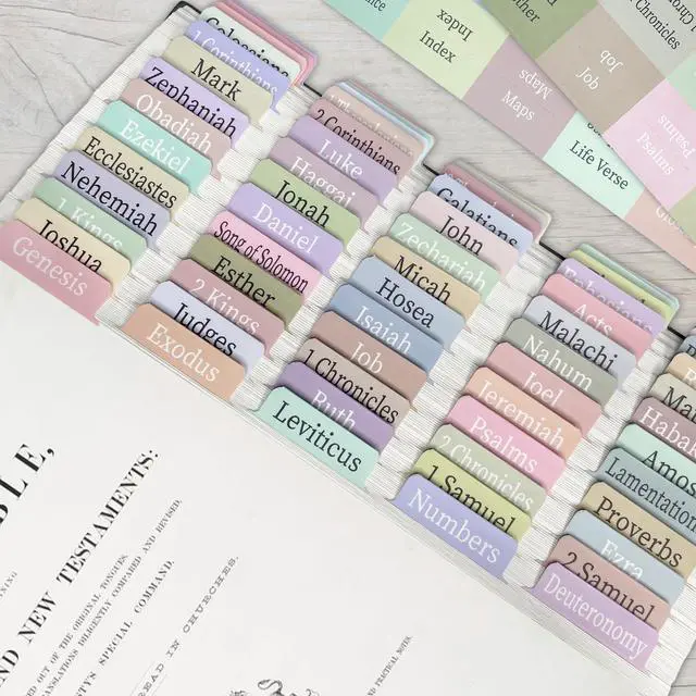 Alt view image 2 of 7 - Colorful Bible Tabs for Adults Kids, 100 Pcs Large Print Catholic Bible Tabs, Laminated and Repositionable, Easy to Read & Tear-Resistant