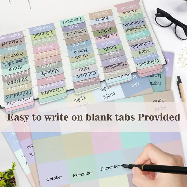 Alt view image 7 of 7 - Colorful Bible Tabs for Adults Kids, 100 Pcs Large Print Catholic Bible Tabs, Laminated and Repositionable, Easy to Read & Tear-Resistant