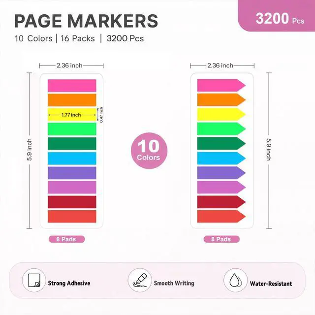 Alt view image 2 of 5 - Page Markers Bright Sticky Index Tabs, Clear Arrow Flags Tab