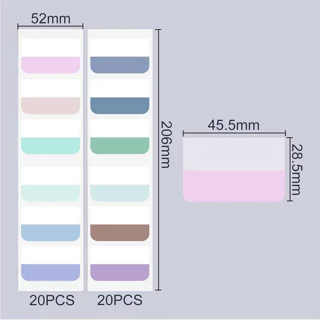 Alt view image 2 of 7 - Colored Index Tab 1"x1.8" Large Book Sticky Tabs Repositionable Page Tabs Flags Page Markers Labels for Notebooks, Filing, Classification,12 Colors