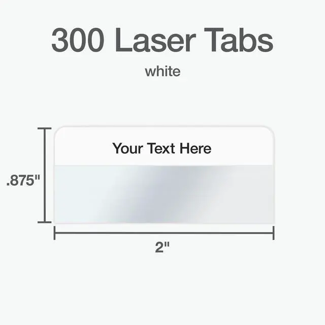 Alt view image 2 of 7 - Laser Printable Tabs, Permanent Index Tabs, Customizable Adhesive Labels, White, 2" x 0.875", 300 Per Pack