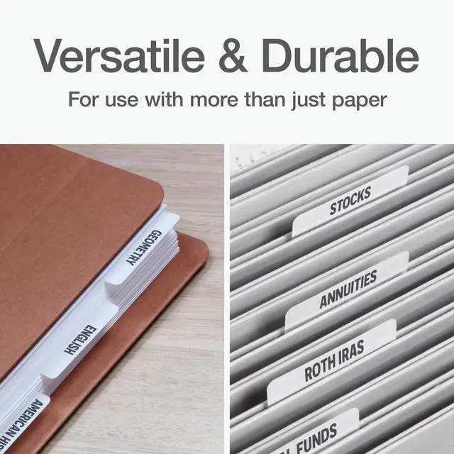 Alt view image 5 of 7 - Laser Printable Tabs, Permanent Index Tabs, Customizable Adhesive Labels, White, 2" x 0.875", 300 Per Pack