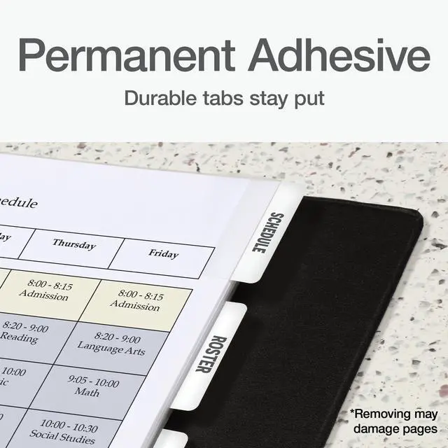 Alt view image 4 of 7 - Laser Printable Tabs, Permanent Index Tabs, Customizable Adhesive Labels, White, 2" x 0.875", 300 Per Pack