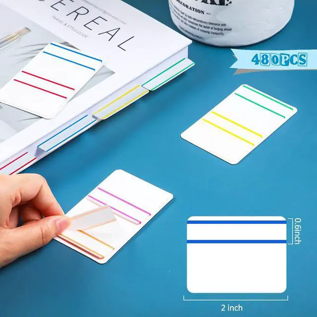 Alt view image 2 of 6 - Inch Sticky Tabs Adhesive Flag Index Writable and Repositionable File Tabs Colored Page Markers Labels for Books and Classify Files Binder File Folders
