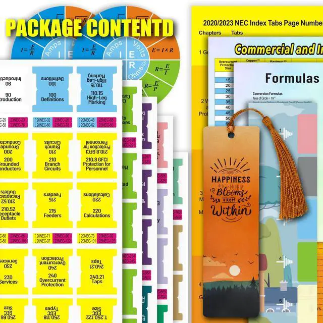 Alt view image 2 of 7 - 2020/2023 National Electrical Code Self-AdhesiveTabs, Color-Coded and Laminated with Ohm's Law Stickers and Wire Chart,