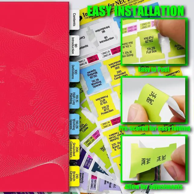 Alt view image 3 of 7 - 2020/2023 National Electrical Code Self-AdhesiveTabs, Color-Coded and Laminated with Ohm's Law Stickers and Wire Chart,