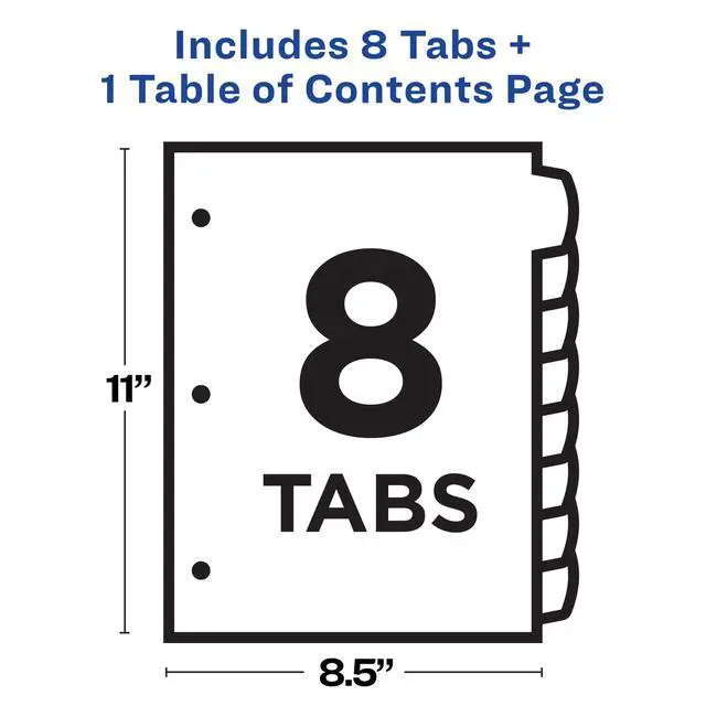 Alt view image 4 of 7 - Dividers for 3 Ring Binders, 8 Tabs per Set, Customizable Table of Contents, Multicolor Arched Tabs, Great for Organizing Reports, Projects, and More