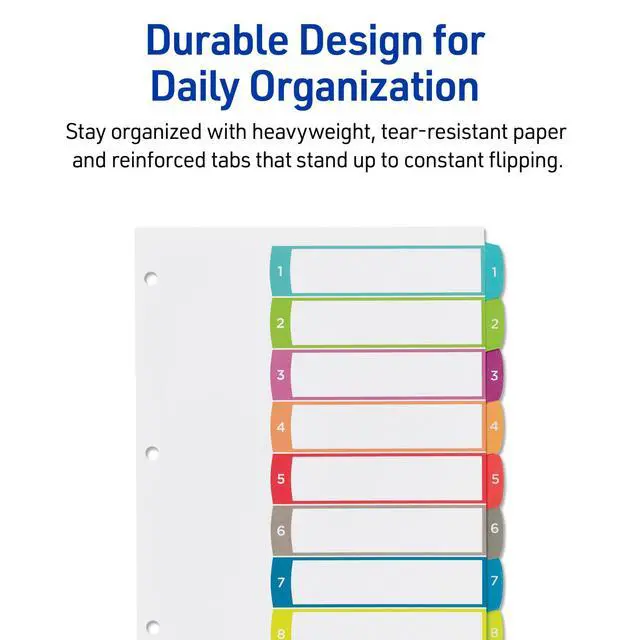 Alt view image 5 of 7 - Dividers for 3 Ring Binders, 8 Tabs per Set, Customizable Table of Contents, Multicolor Arched Tabs, Great for Organizing Reports, Projects, and More
