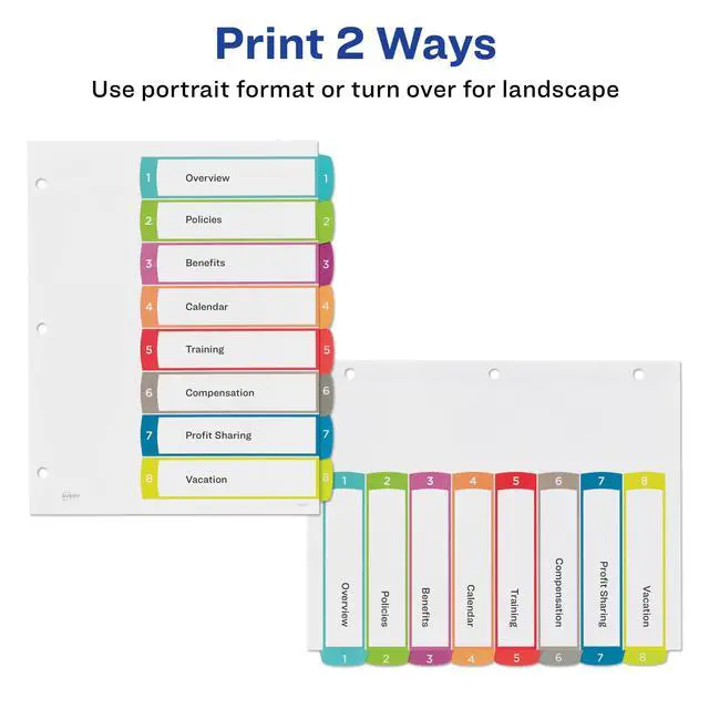 Alt view image 3 of 7 - Dividers for 3 Ring Binders, 8 Tabs per Set, Customizable Table of Contents, Multicolor Arched Tabs, Great for Organizing Reports, Projects, and More
