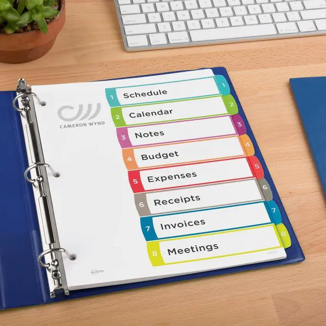Alt view image 6 of 7 - Dividers for 3 Ring Binders, 8 Tabs per Set, Customizable Table of Contents, Multicolor Arched Tabs, Great for Organizing Reports, Projects, and More
