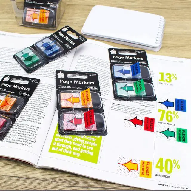 Alt view image 7 of 7 - Please Sign Here Message Flags Assorted Color, 400 Pages Total, 0.98 x 1.77 Inch Wide, Easy to Post, 50 Flags/Dispenser, 8 Dispensers/Pack