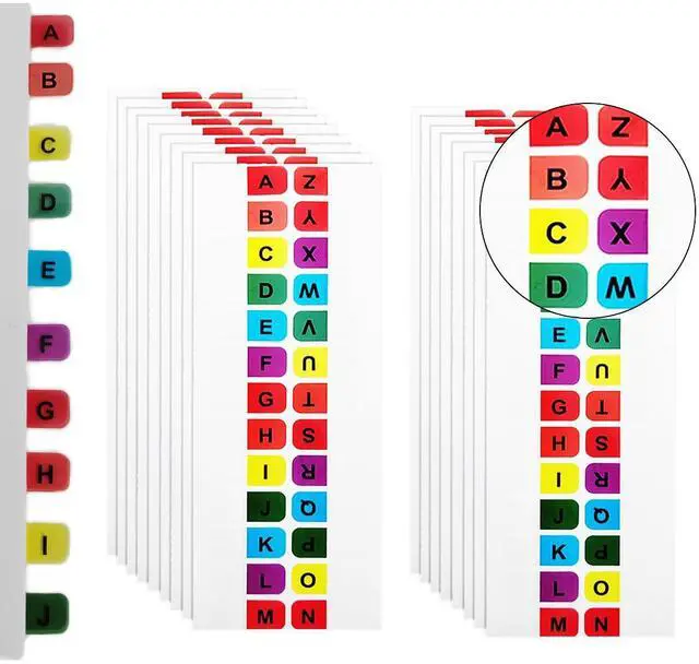 Main image of Colored Alphabetical Tab Indexes,16 Sheets A-Z Index Tabs, Self Adhesive A-Z Alphabet Index Tabs, Colorful Alphabet Tabs, Alphabet Book Tabs, Alphabet Tabs, Colored Alphabetical Tab