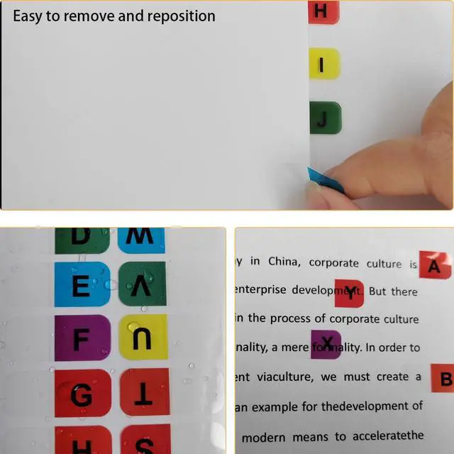 Alt view image 4 of 7 - Colored Alphabetical Tab Indexes,16 Sheets A-Z Index Tabs, Self Adhesive A-Z Alphabet Index Tabs, Colorful Alphabet Tabs, Alphabet Book Tabs, Alphabet Tabs, Colored Alphabetical Tab
