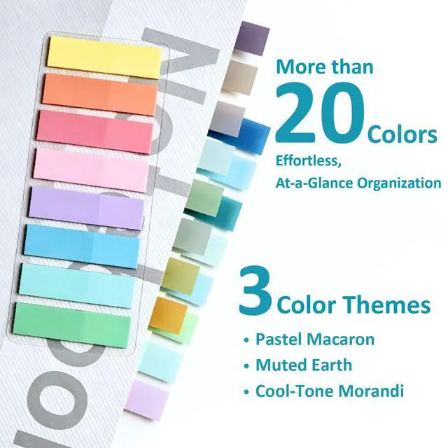 Alt view image 3 of 7 - Sticky Tabs 600 Pcs, Morandi Color Book Tabs, 0.5" x 1.77" Repositionable Annotation Tabs, No Residue Page Markers, Transparent Sticky Notes for Books, Notebooks, School & Office Supplies