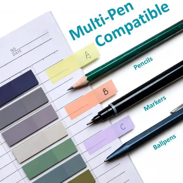 Alt view image 4 of 7 - Sticky Tabs 600 Pcs, Morandi Color Book Tabs, 0.5" x 1.77" Repositionable Annotation Tabs, No Residue Page Markers, Transparent Sticky Notes for Books, Notebooks, School & Office Supplies