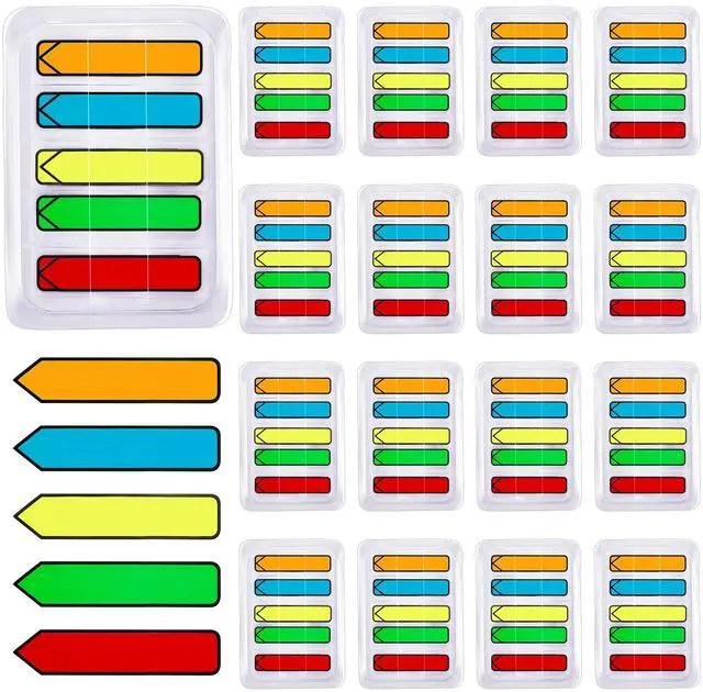Main image of Markers Colored Sticky Tabs Arrow Flags Tabs with Dispenser - 5 Colors Sign Here Index Tab Stickers for Notebooks, Books, Documents, Office Paper Organization