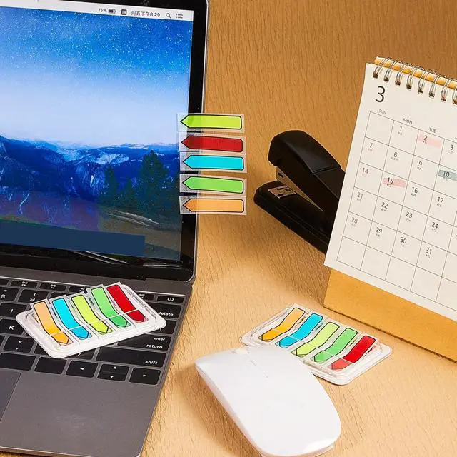 Alt view image 4 of 7 - Markers Colored Sticky Tabs Arrow Flags Tabs with Dispenser - 5 Colors Sign Here Index Tab Stickers for Notebooks, Books, Documents, Office Paper Organization