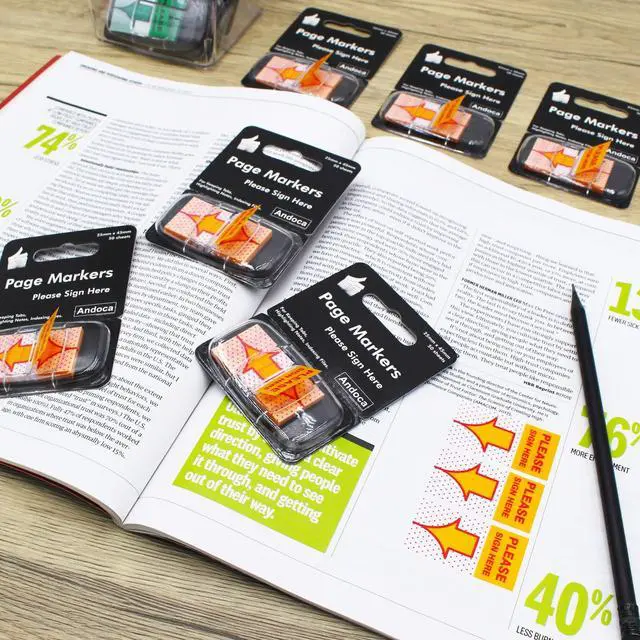 Alt view image 5 of 6 - Please Sign Here Message Flags, 100 Pages Total, 0.98 x 1.77 Inch Wide, Easy to Post, 50 Flags/Dispenser, Medium Yellow, 2 Dispensers/Pack