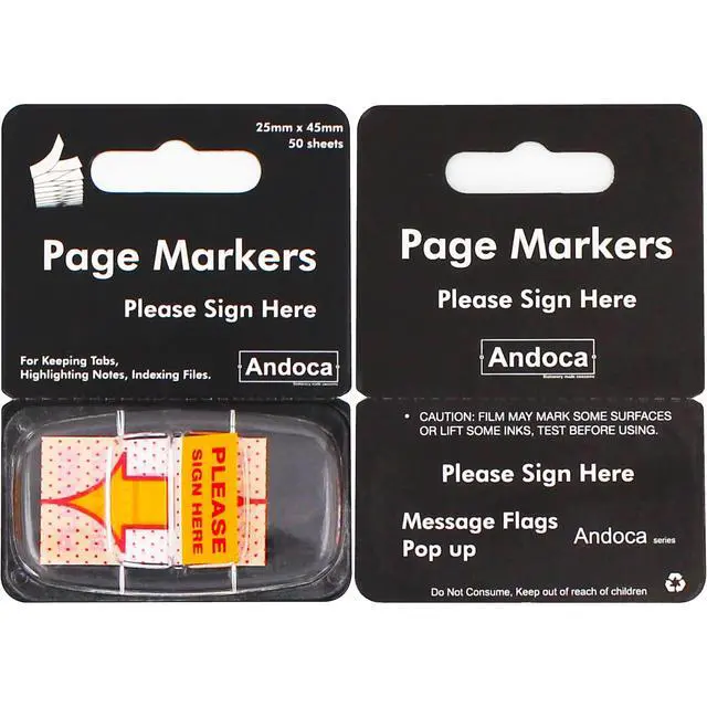 Alt view image 2 of 6 - Please Sign Here Message Flags, 100 Pages Total, 0.98 x 1.77 Inch Wide, Easy to Post, 50 Flags/Dispenser, Medium Yellow, 2 Dispensers/Pack