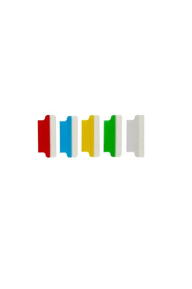 Alt view image 5 of 5 - Insertable Self-Adhesive Tabs with Printable Inserts, 1-1/2", Permanent Adhesive, Assorted (Blue, Clear, Green, Red and Yellow), Pack of 25 Index Tabs