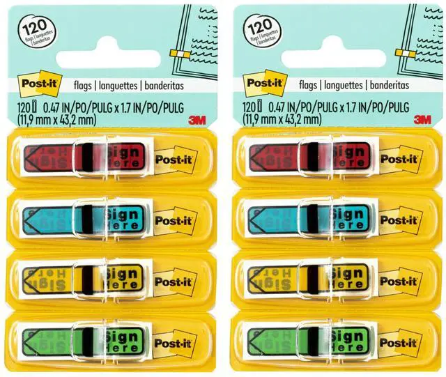 Main image of Arrow Flags, "Sign Here", 4 Colors with Dispensers, 120 per Pack -:- Sold as 2 Packs of - 120 - / - Total of 240 Each