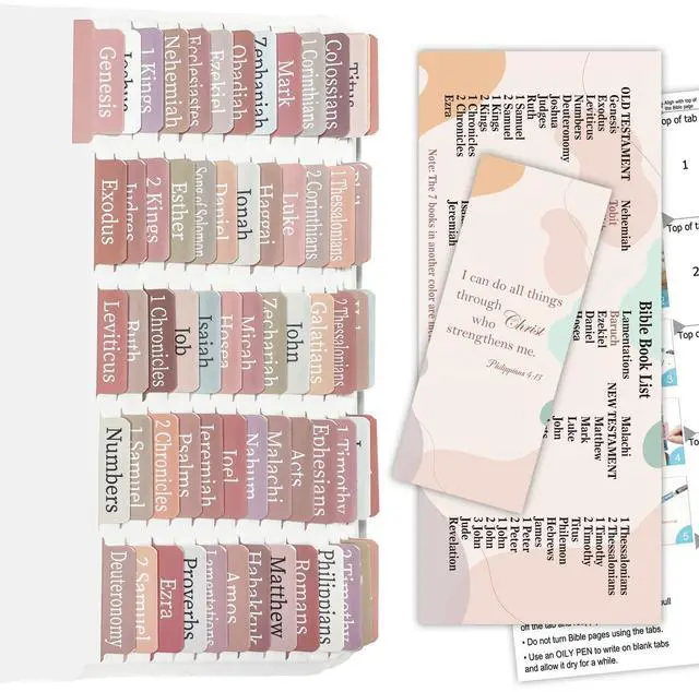 Main image of Laminated Bible Tabs for Women/Men/Kids Catholic Bible Tabs Old and New Testament, 100 PCS Full Set, Waterproof & Durable, with 19 Blank Tabs-Light Brown