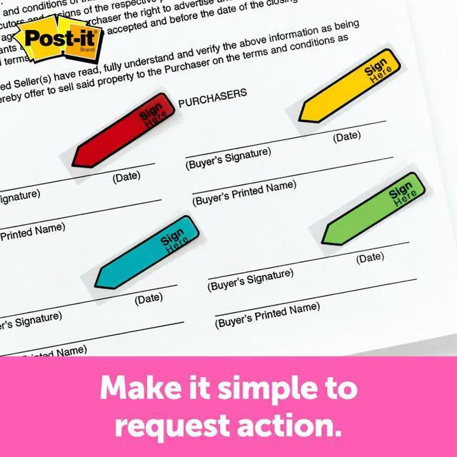 Alt view image 5 of 6 - Arrow Flags, "Sign Here", 4 Colors with Dispensers, 120 per Pack -:- Sold as 2 Packs of - 120 - / - Total of 240 Each