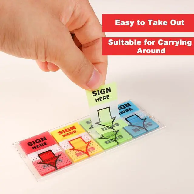 Alt view image 5 of 7 - 600pcs/6 Packs Sign Here Tabs, Arrow Labels Stickers Sticky Signature Tags Adhesive Message Flags for Documents Notebooks Home Office School Supplies