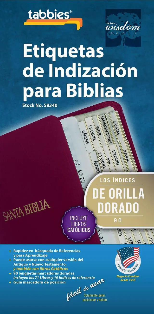 Alt view image 3 of 7 - Spanish Gold-Edged Bible Tabs, Old & New Testament + Catholic Books, 90 Self-Adhesive Spanish Index Tabs, Easy-to-Read Book Labels for Study Bibles, 71 Books & 19 References, Positioning Guide