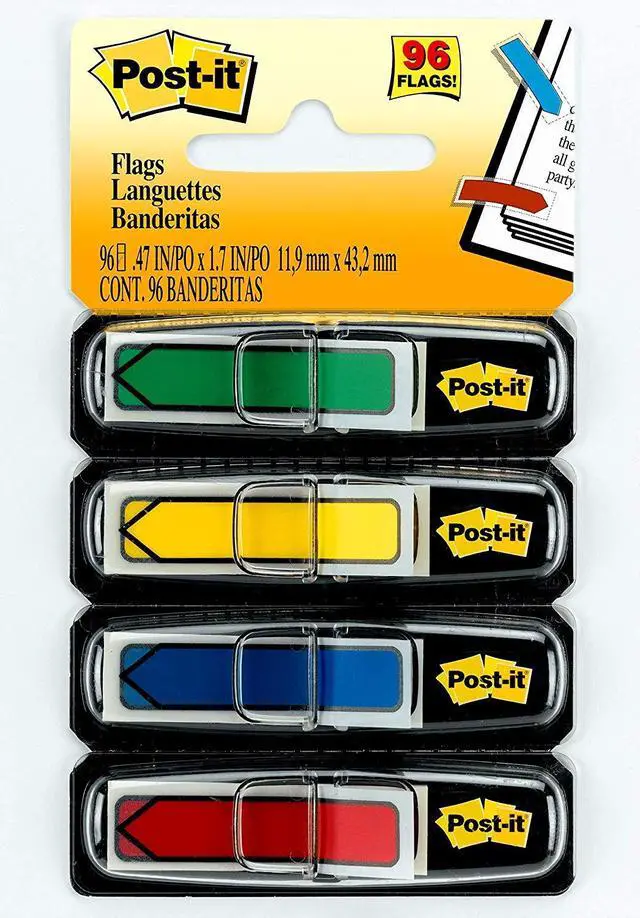 Alt view image 5 of 7 - Arrow Flags, Assorted Primary Colors.47 in. Wide, 24/Dispenser, 4 Dispensers/Pack