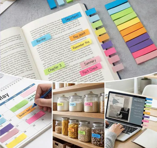 Alt view image 4 of 7 - 40 Pack Small Sticky Notes,100 Pads/Pack Sticky Tabs,4000 Sheets Index Tabs Repositionable,Mini Self-Stick Note Pads,8 Bright Colors Page Flags Mini Post for Office,School,Home,Meeting,Back to School