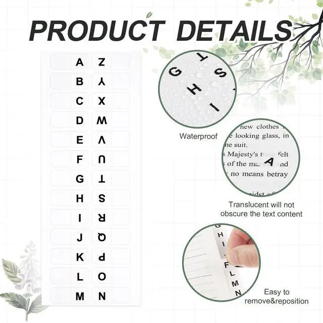 Alt view image 3 of 7 - White Letters Tabs Sticky Alphabet Tabs, 260 Pcs Self Adhesive Page Tabs Alphabetical Tabs Indexes for Books, Dictionary, Notes, File