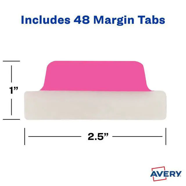 Alt view image 7 of 7 - Margin Ultra Tabs, 2.5" x 1", 2-Side Writable, Assorted Neon Colors, 48 Repositionable Page Tabs