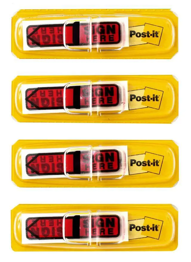 Alt view image 4 of 4 - Message Flags, Sign Here, 20/Dispenser, 4 Dispensers/Pack, 0.47 in Wide, Red
