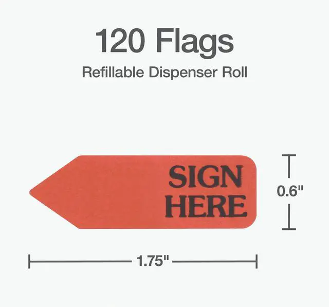 Alt view image 2 of 7 - Sign Here Printed Arrow Dispenser Flags, 120 Flags per Dispenser, 1-7/8 x 9/16 Inches, Red