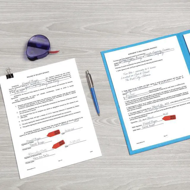 Alt view image 5 of 7 - Sign Here Printed Arrow Dispenser Flags, 120 Flags per Dispenser, 1-7/8 x 9/16 Inches, Red