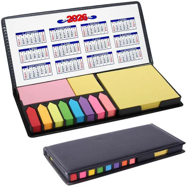 Main image of 2000 Pieces Sticky Note Set, Self Sticky Page Markers with PU Box, Colored Index Notepad Writable File Flags Tabs for Planner Notebook