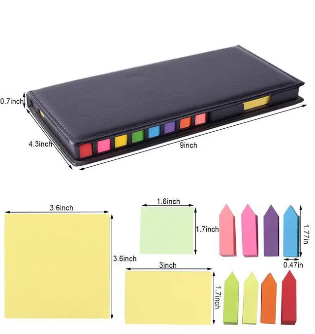 Alt view image 3 of 7 - 2000 Pieces Sticky Note Set, Self Sticky Page Markers with PU Box, Colored Index Notepad Writable File Flags Tabs for Planner Notebook