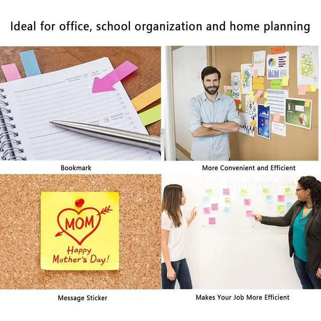 Alt view image 6 of 7 - 2000 Pieces Sticky Note Set, Self Sticky Page Markers with PU Box, Colored Index Notepad Writable File Flags Tabs for Planner Notebook