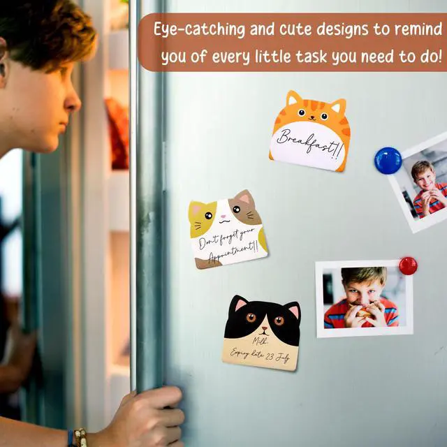 Alt view image 6 of 7 - 12 Pads Cute Cat Sticky Notes - Kawaii Kitty Animal Note Pads Bulk, Fun Feline Cartoon Self-Adhesive Memo Tabs & Page Markers, Unique Stationery Gift for Veterinary Office, School & Party Supplies