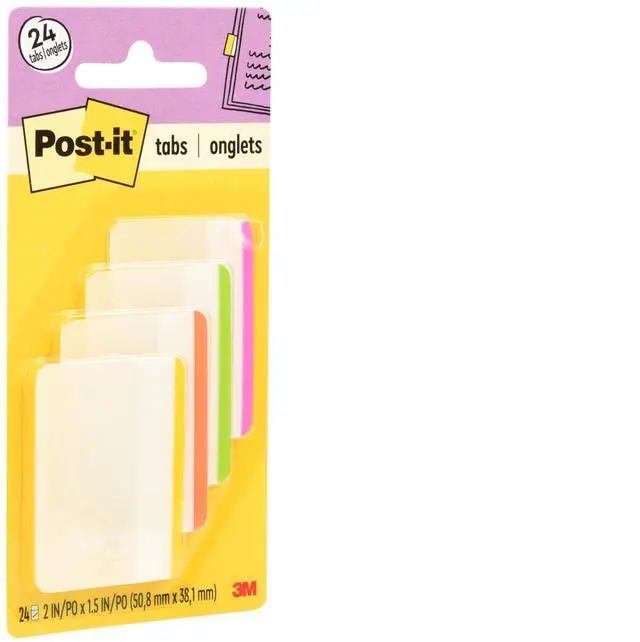 Main image of Sticky Tabs, 2 in. x 1.5 in., 4 Pads of Book tabs in Assorted Bright Colors for bookmarking, annotating, Reading, and Reminders, Green, Pink, Yellow, and Orange