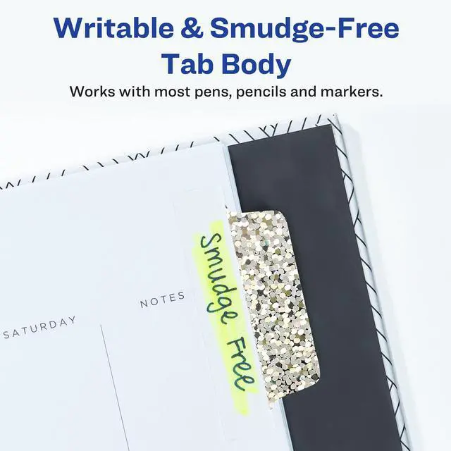 Alt view image 4 of 7 - Ultra Tabs Luxe Collection, 2.5" x 1" Margin Tabs, Holographic Iridescent Designs, Repositionable, 16 Total