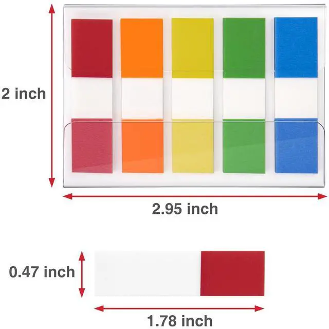 Alt view image 2 of 7 - Sticky Tabs 500 Pcs (1.77 * 0.47 in),Fluorescent Pop Up Book Tabs, Adhesive Index Tabs for Annotating Books, Page Marker Flags, Reusable for School, Binder, Office, 4 Dispensers
