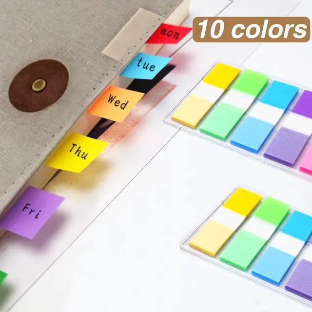 Alt view image 5 of 7 - Sticky Tabs 500 Pcs (1.77 * 0.47 in),Fluorescent Pop Up Book Tabs, Adhesive Index Tabs for Annotating Books, Page Marker Flags, Reusable for School, Binder, Office, 4 Dispensers