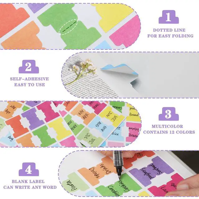 Alt view image 3 of 7 - Sheet Blank Index Tabs Stickers for Bible Calendar Recipe Book Textbook Notebook Documents Annotate Mark Pages Self Adhesive Planner Organization Labels Decals