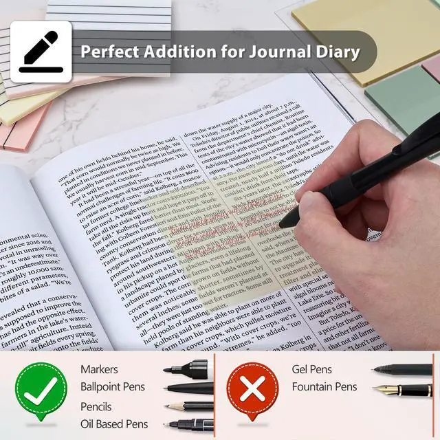 Alt view image 5 of 7 - Sheets Transparent Sticky Notes, Clear Tabs Long Highlighter Strips Page Markers for Books, Writable Annotation Index Flags Tapes for School Office Supplies