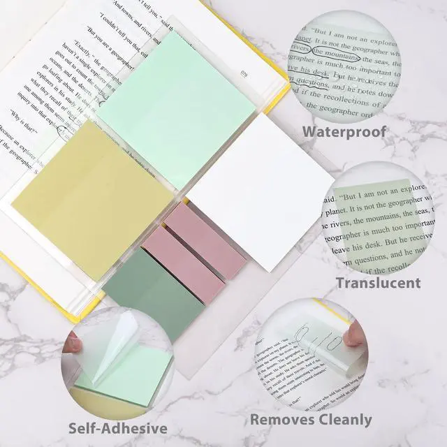 Alt view image 6 of 7 - Sheets Transparent Sticky Notes, Clear Tabs Long Highlighter Strips Page Markers for Books, Writable Annotation Index Flags Tapes for School Office Supplies