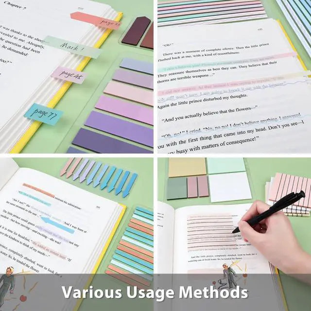 Alt view image 7 of 7 - Sheets Transparent Sticky Notes, Clear Tabs Long Highlighter Strips Page Markers for Books, Writable Annotation Index Flags Tapes for School Office Supplies