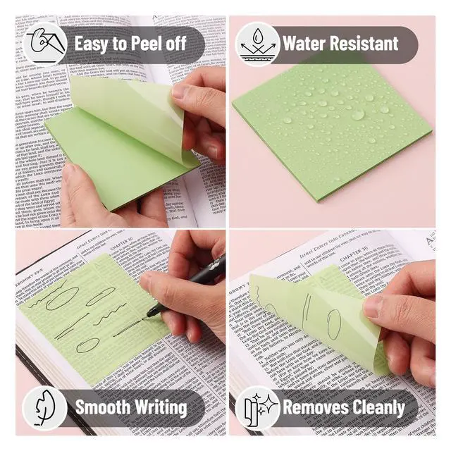 Alt view image 6 of 7 - Transparent Sticky Notes, 3" x 3", 12 Pads, 600 Sheets